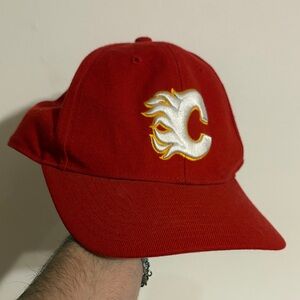 Red Calgary Flames Cap with Embroidered Logo